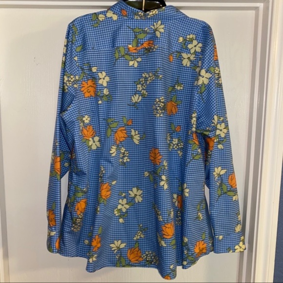 Blooms on Blue Houndstooth Plus size shirt 20w - Picture 3 of 4